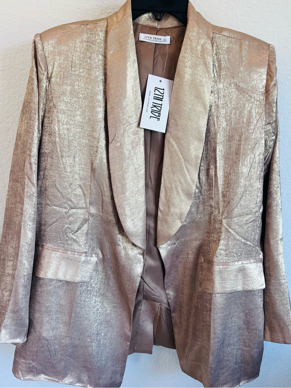 12th Tribe Gold Metallic Women's Blazer NWT